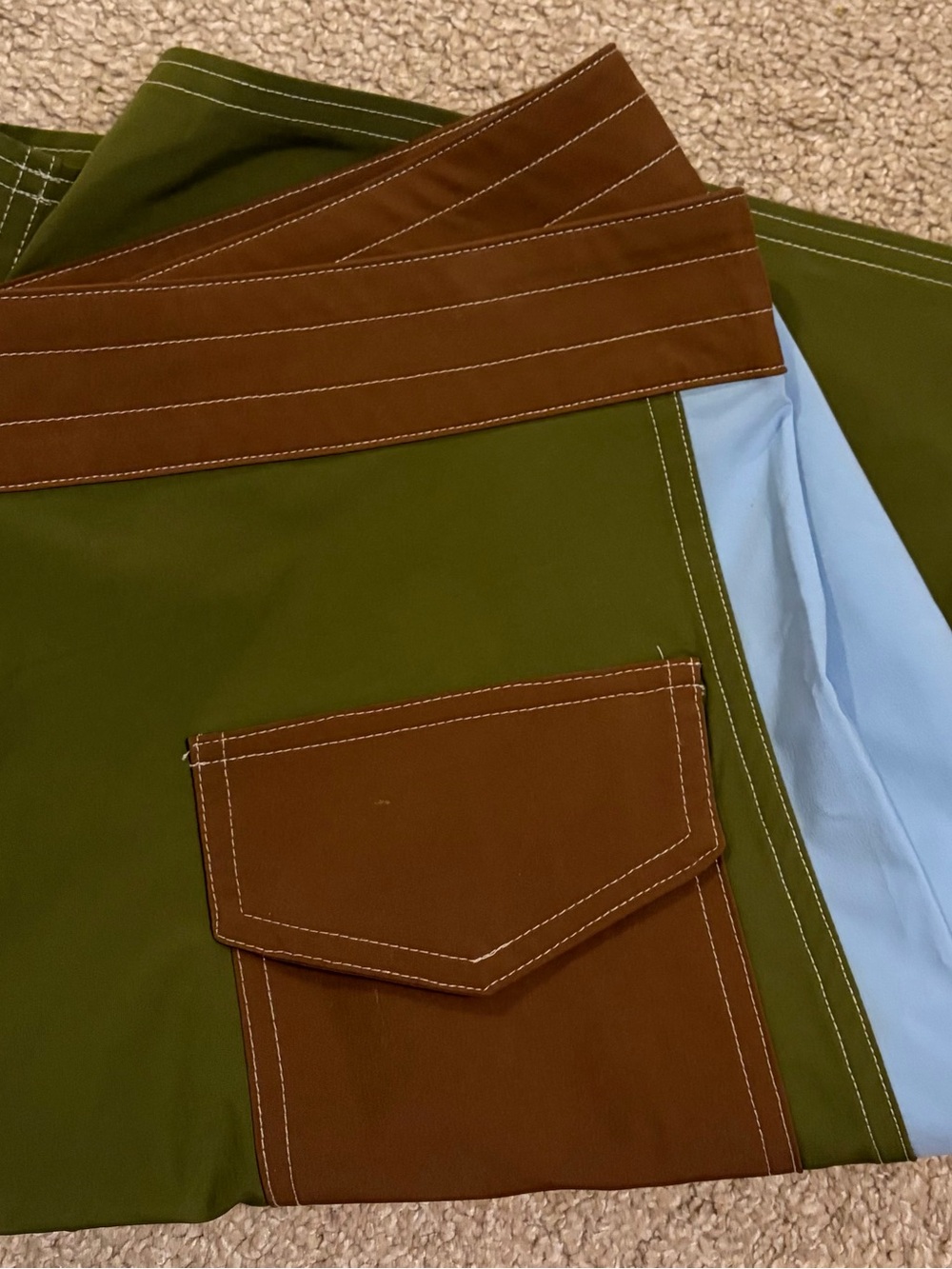 Birdwell Olive Green and Brown Trunk Shorts